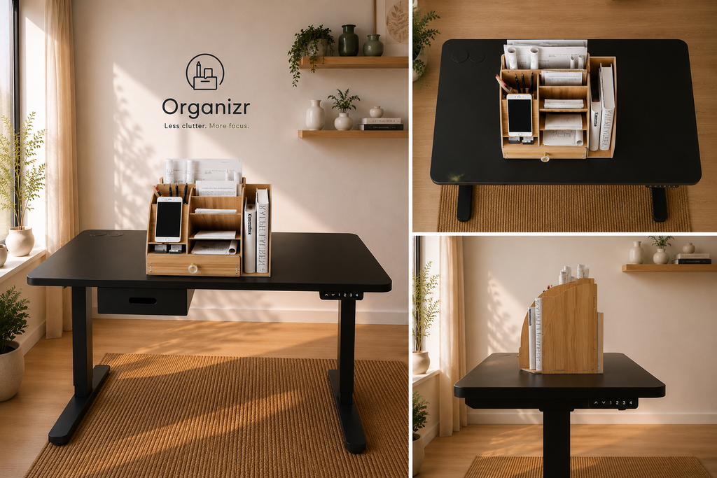 Wooden Desktop Organizr with Storage Drawer