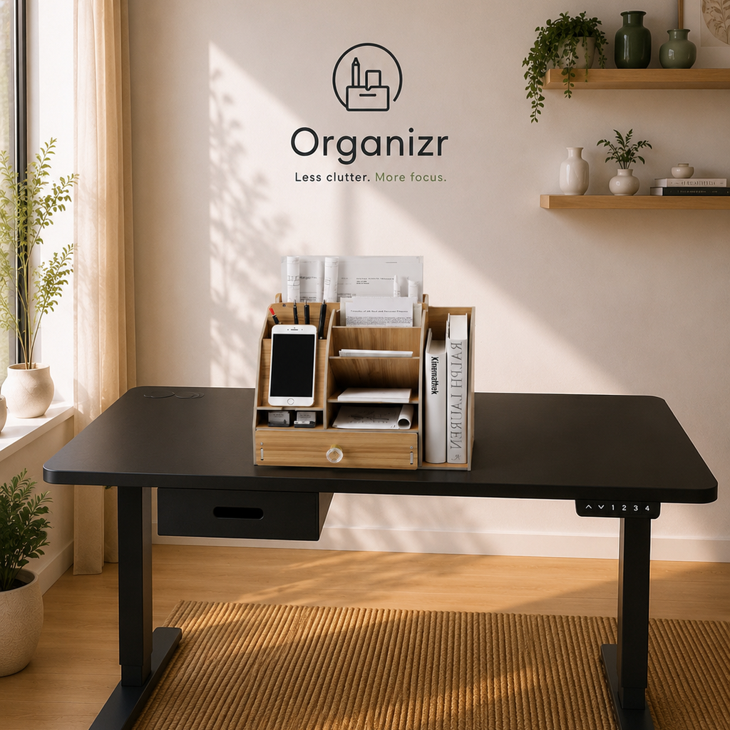 Wooden Desktop Organizr with Storage Drawer