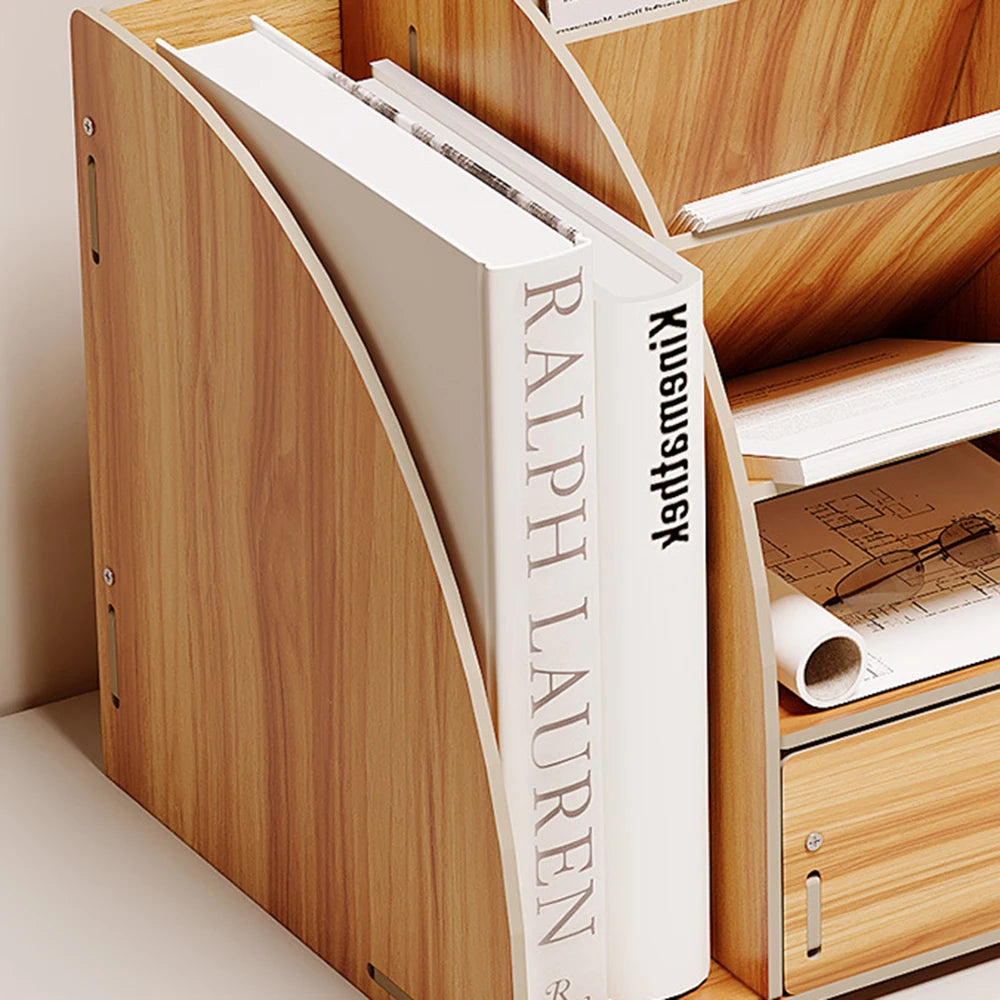 Wooden Desktop Organizr with Storage Drawer